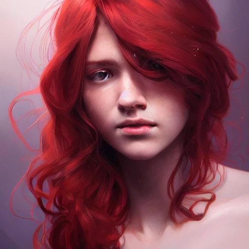 Ritratto di una giovane ragazza, capelli rosso fuoco, head and s ...