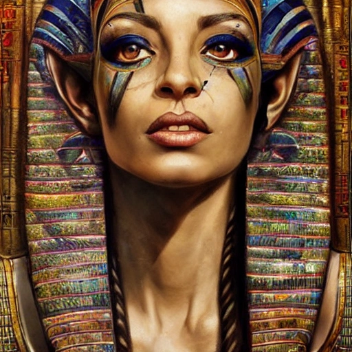 Anubis,Egyptian god,evil bright eyes,a beautiful portrait of Ama ...