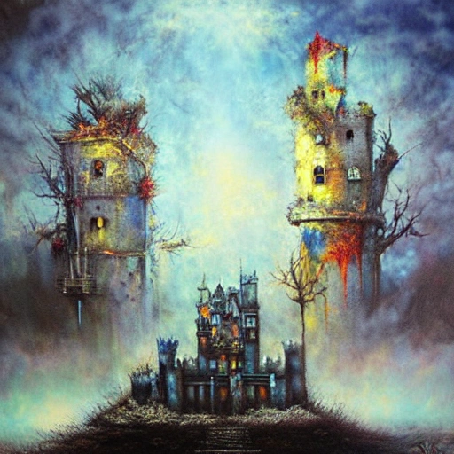 Abandoned castle by Mario Nevado, oil on canvas