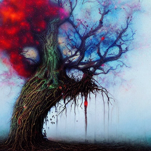 Terror tree by Mario Nevado, oil on canvas