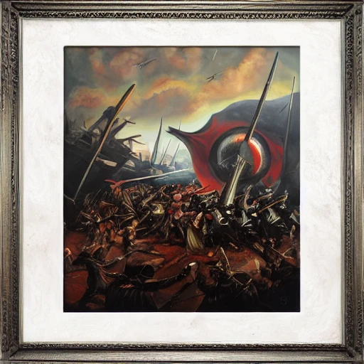 war, mater Piece , Oil Painting, futuristic, armies, fighting, distruction, 3D, russia vs nato