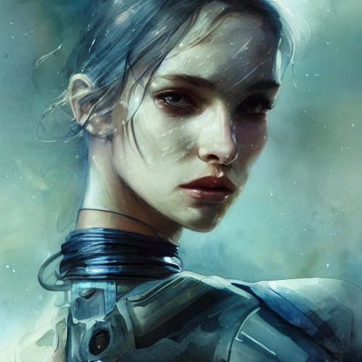 sci-fi character portrait, athletic, focus on face, style, flat ...