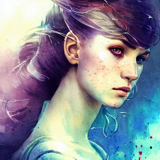  sci-fi princess portrait, athletic, focus on face, style, flat light, ultra photo-realistic, intricate, watercolor on paper, masterpiece, expert, insanely detailed, 4k resolution, john William warehouse, Charlie Bowater, Agnes Cecile, Mucha, Gabriel Ferrier, composition, framing