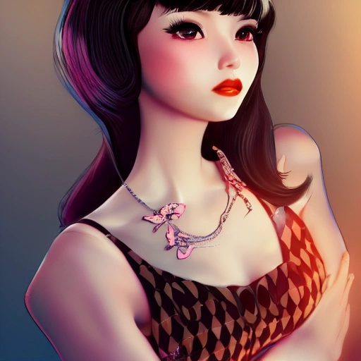 a pin up and beautiful fashion dreamlke japan girl with lv jewelry, character art, art by artgerm, wlop, loish, ilya kuvshinov, hyperdetailed, 8 k realistic, symmetrical, global illumination, radiant light, frostbite 3 engine, cryengine, dof, trending on artstation, digital art, chanel, dior, fantasy and detailed and intricate background 