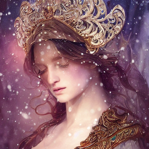 beautiful snow princess in galaxy ship, action, ornate dress, crystals headwear, elegant,  athletic, focus on face, centered head, ultra detailed face,  fantasy, flat light, ultra photo-realistic, intricate, masterpiece, insanely detailed, john William warehouse, Charlie Bowater,  Mucha, Gabriel Ferrier, 