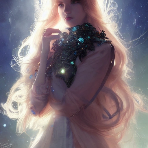 beautiful space princess, stars, action,  crystals headwear, elegant, luxury trenchcoat, focus on face, centered head, ultra detailed face,  fantasy, flat light, ultra photo-realistic, intricate, masterpiece, insanely detailed, Ruan Jia, john William warehouse, Charlie Bowater, 