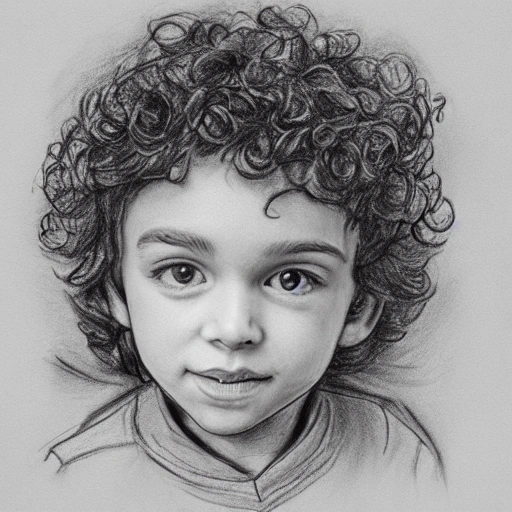 Black And White Portrait Of A Girl With Curly Hair Sketch On A White  Background Digital Art Stock Illustration - Download Image Now - iStock
