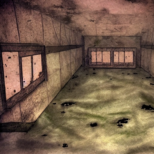 location, inside the bunker, gloomy, apocalypse, iron, 3D, Trippy, Water Color