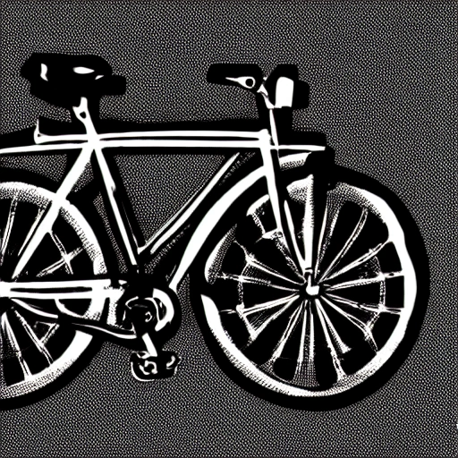 bicycle in design art style, black, no background