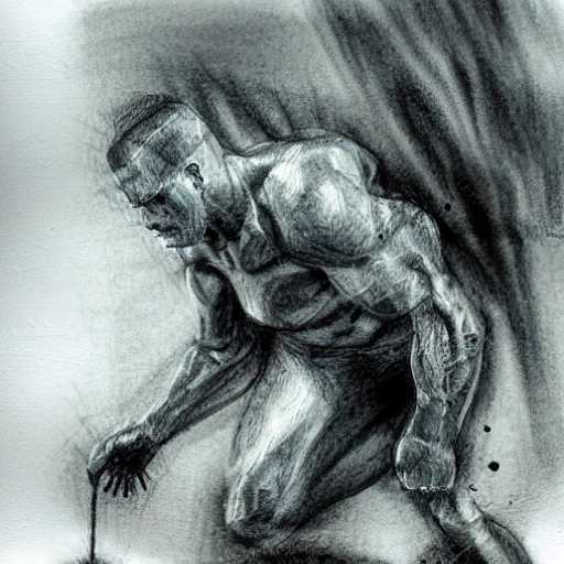 character, in full height, man, brave, strong, gloomy, apocalypse, 3D, Water Color, Pencil Sketch