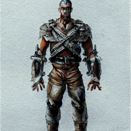 character, in full height, man, brave, strong, dark, person, well detailed, realistic, Water Color, Cartoon