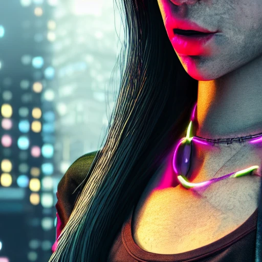side close up portrait of 1 cyberpunk girl, detailed face, spotlight, cyberpunk city, wired, multicolored, vibrant high contrast, hyperrealistic, photografic, 8k, epic ambient light, octane render
