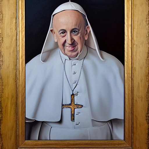 Hazme un retrato del Papa Francisco con el estilo de Dali, Oil Painting,