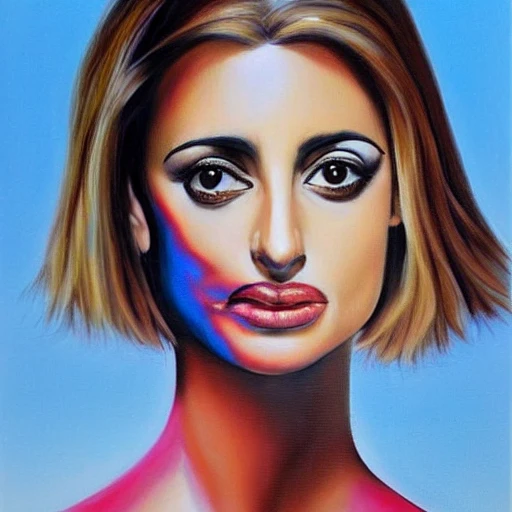 Hazme un retrato de Penelope Cruz con el estilo de Dali, Oil Painting,