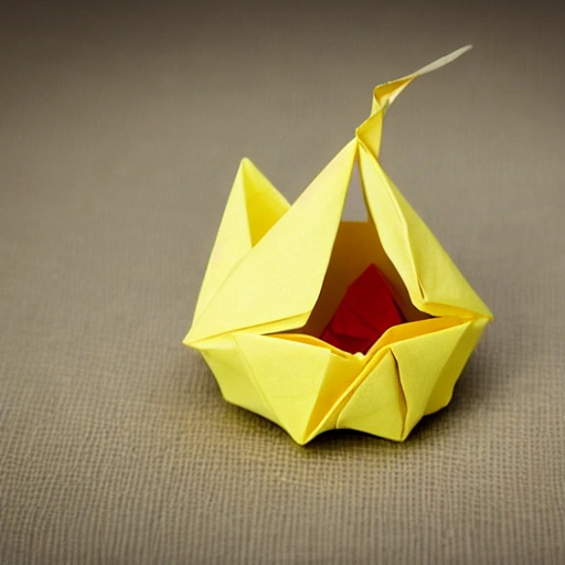 origami bird sitting on nest of origami eggs