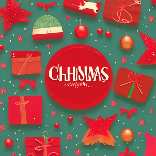 a chrismas illustration with vibrant color, tendance UI, tendance dribbble, smooth gradient, neumorphism, icon