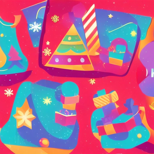 a chrismas illustration with vibrant color, present, gift,  tendance UI, tendance dribbble, smooth gradient, neumorphism, icon --v 4