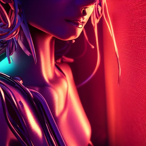 side close up portrait of 1 cyberpunk girl, detailed face, spotlight, cyberpunk city, wired, multicolored, vibrant high contrast, hyperrealistic, photografic, 8k, epic ambient light, octane render, Trippy, 3D