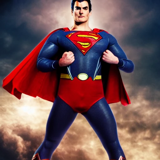 superman as a villain, dark side, soviet superman suit, dynamic standing pose, full body portrait, highly detailed face, realistic eyes and nose, evil, bad, scary, epic ambient light, 8k, ultra realistic, background is dark 
