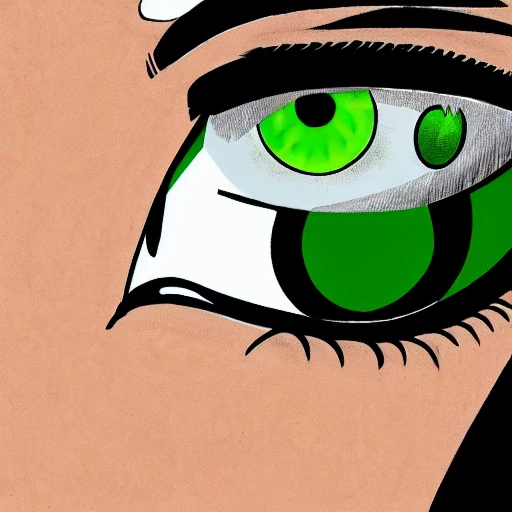 Green eyed girl, cartoon, high quality, 8k
