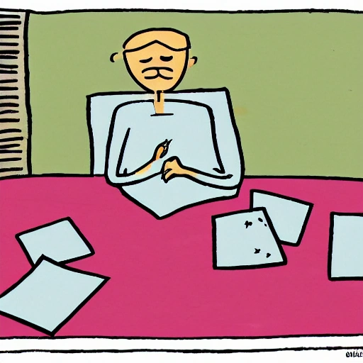 muchas cartas encima de una mesa de escritorio , Cartoon