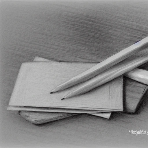 muchas cartas encima de una mesa de escritorio, Pencil Sketch