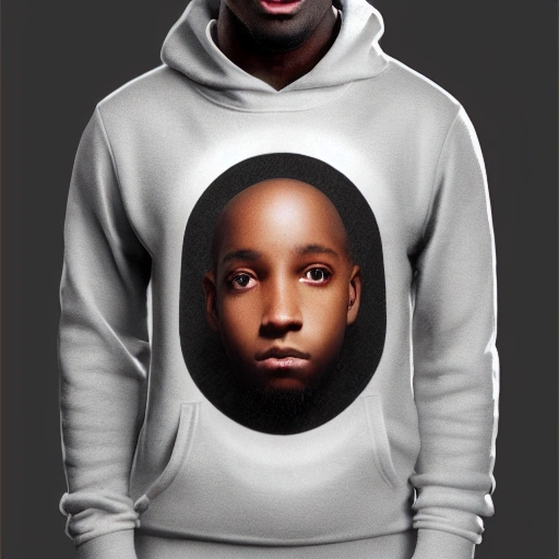 portrait of a handssome black boy on hoodie, winter elements,, silver, white holiday theme, hyper realistic, symmetrical face, symmetrical eyes, trending on artstation