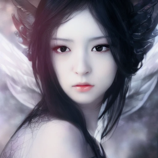 Ruan Jia, night, high detail face, black hair beautiful woman, h ...