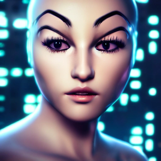 side close up portrait of 1 fantasy girl, detailed face, spotlight, cyberpunk city, wired, multicolored, vibrant high contrast, hyperrealistic, photografic, 8k, epic ambient light, octane render