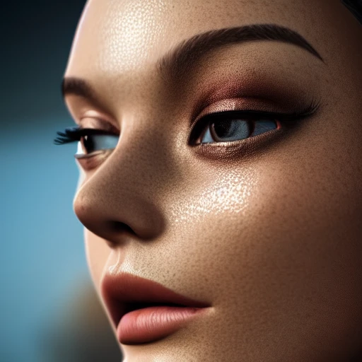side close up portrait of 1 beautiful girl, detailed face, spotlight, future city, wired, vibrant high contrast, hyperrealistic, photografic, 8k, epic ambient light, octane render
