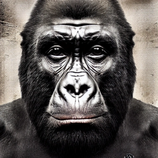 Digital art, high quality, portrait, Joe Rogan mixed with a silver back gorilla