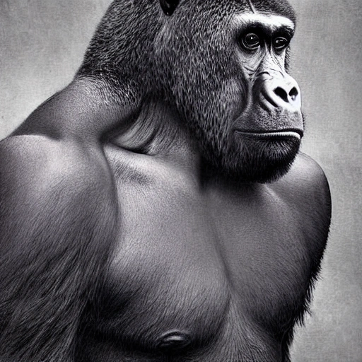 Digital art, high quality, portrait, Joe Rogan mixed with a silver back gorilla by Mike Winklemann