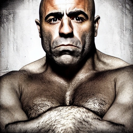 Digital art, high quality, portrait, Joe Rogan but his face is mixed with a Silverback gorilla 