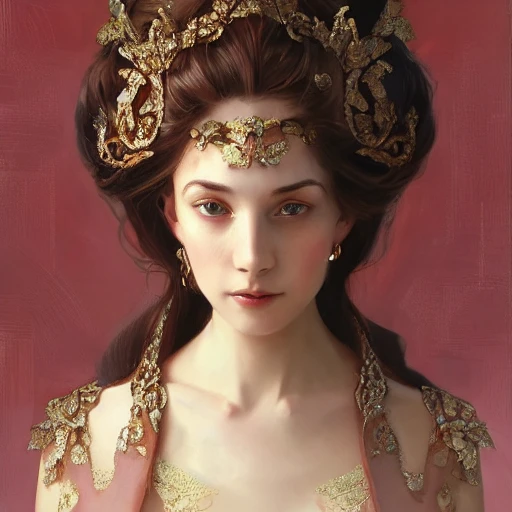 Beautiful princess , 1 girl, full-head, mid-shot, intricate detailed sharp diadem, correct face, elegant, centered head, sharp face, detailed face, highly detailed, digital painting, artstation, concept art, smooth, illustration, art by Krenz Cushart and Artem Demura and alphonse mucha, ArtGerm