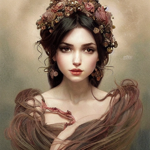 Beautiful princess , 1 girl, full-head, mid-shot, intricate detailed sharp headwear, correct face, elegant, centered head, sharp face, detailed face, highly detailed, digital painting, artstation, concept art, smooth, illustration, art by Krenz Cushart and Artem Demura and alphonse mucha, ArtGerm