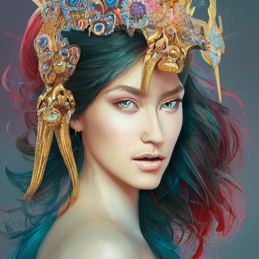 full-head Beautiful fantasy princess , mid-shot, intricate detai ...