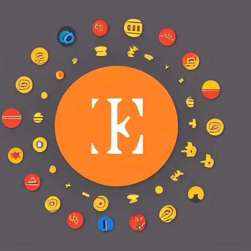 create a logo with the title: Artificial Universe, use the letters U, A inside a circular icon, flat design style logo, yellow, orange and red colors