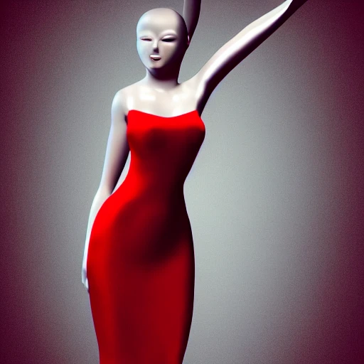 red dress lady, 3D,4K,whole body
