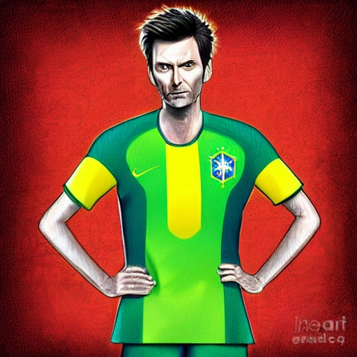 david tennant wearing brazil team jersey digital art, Cartoon, 