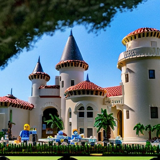 beautiful photograph of mar - a - lago, with a swat team, lego set 