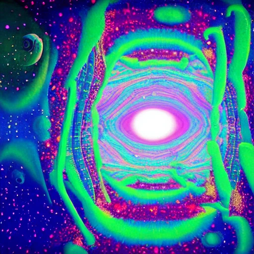 psychedelic voyaje into space to see the beginning of the universe