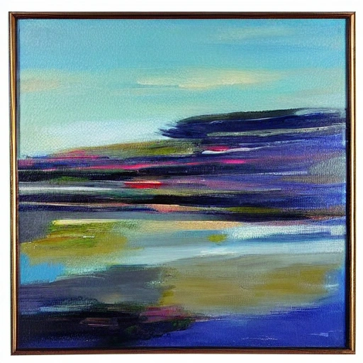 modern, landscape, blue, Oil Painting