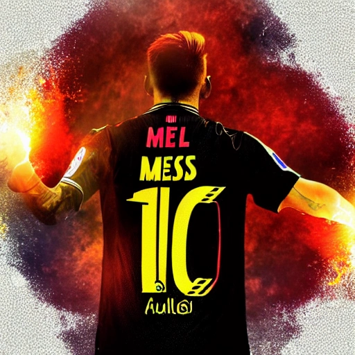 Messi mixed with a fire aura half electric half human, 3D