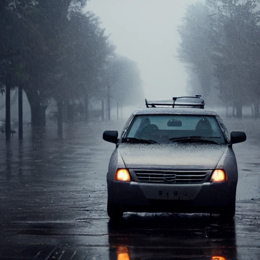 Car in the rain