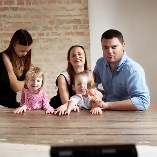 a family being fotographed in a studio