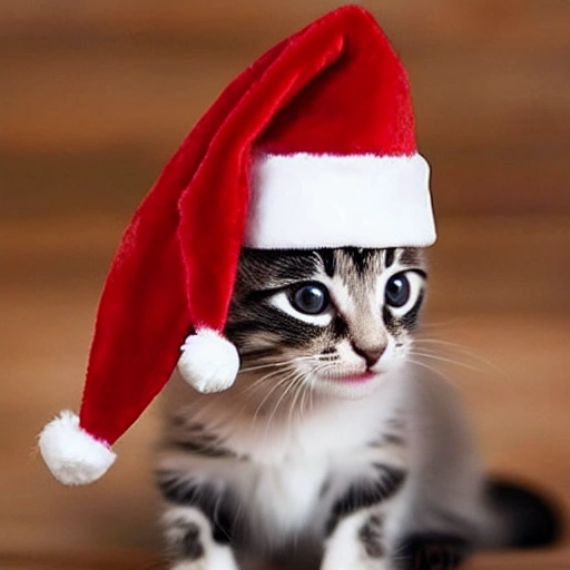 cute kitten wearing a santa hat