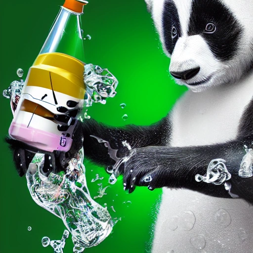 panda mad scientist mixing sparkling chemicals, digital art, 8k
