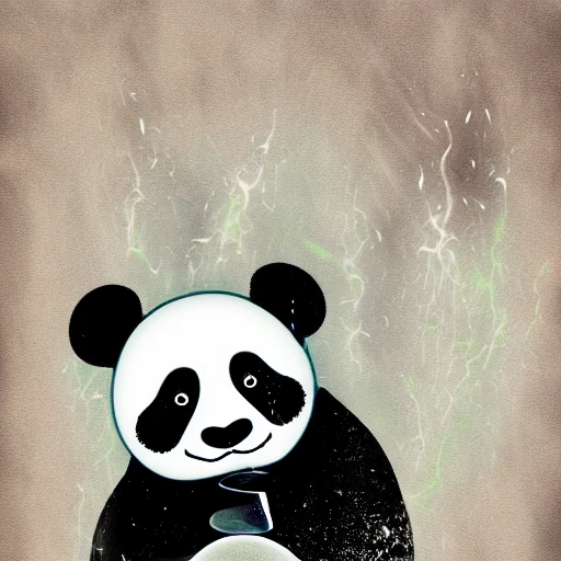 panda mad scientist mixing sparkling chemicals, digital art, 8k