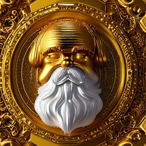 symmetric, intricate, centred 3d render ultra detailed of a beautiful marble and gold profile santa claus, 150 mm, beautiful studio soft light, vibrant details, luxurious antic, hyperrealistic, anatomical, facial muscles, blade runner atmosphere , elegant, octane render