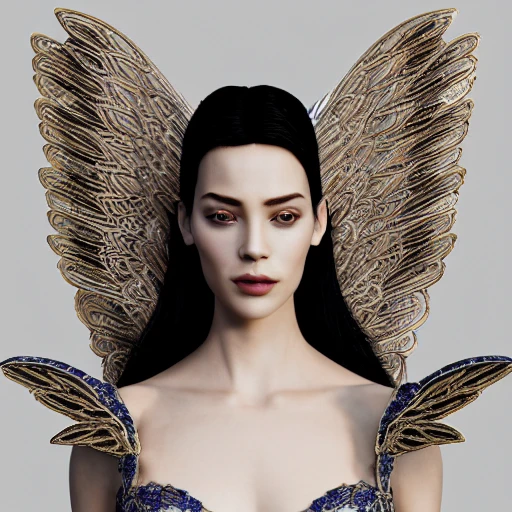 mdjrny-v4 style, full body, symmetric, intricate, centred 3d render ultra detailed of a beautiful porcelain isis covered profile portrait woman with wings, 150 mm, beautiful studio soft light, rim light, vibrant details, luxurious antic, hyperrealistic, anatomical, facial muscles, blade runner atmosphere , elegant, octane render, by caravaggio photos style, 8k, fully naked.
